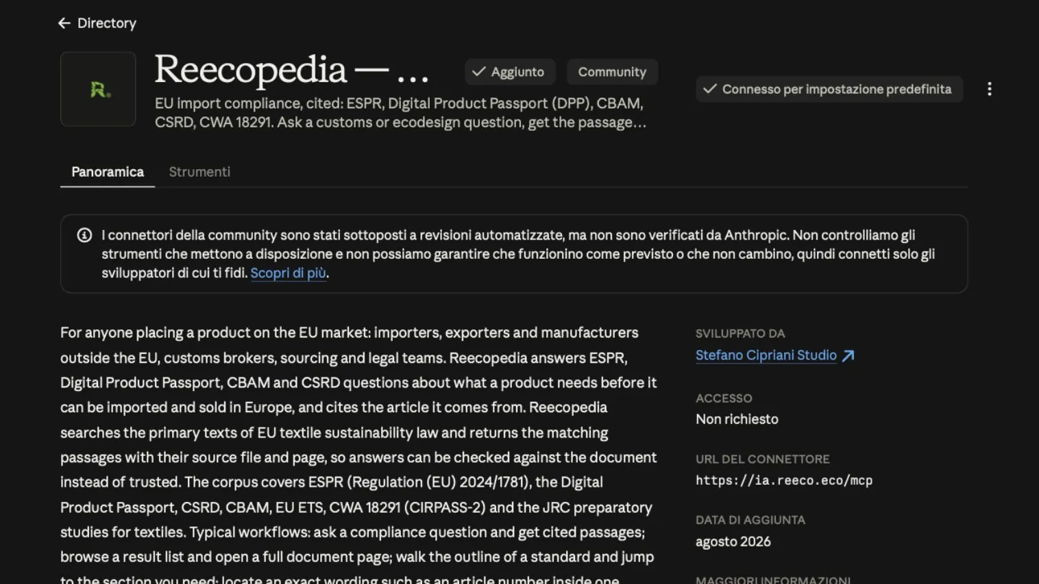 L-għodda tagħna Reecopedia issa hija wkoll elenkata fid-direttorju Anthropic